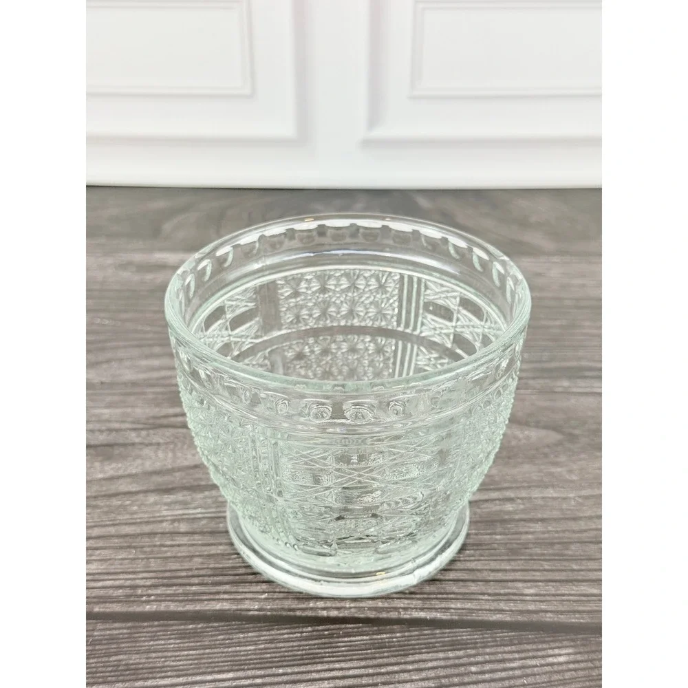 VTG Clear Patterned Depression Pressed Glass Small Bowl 4 1/4